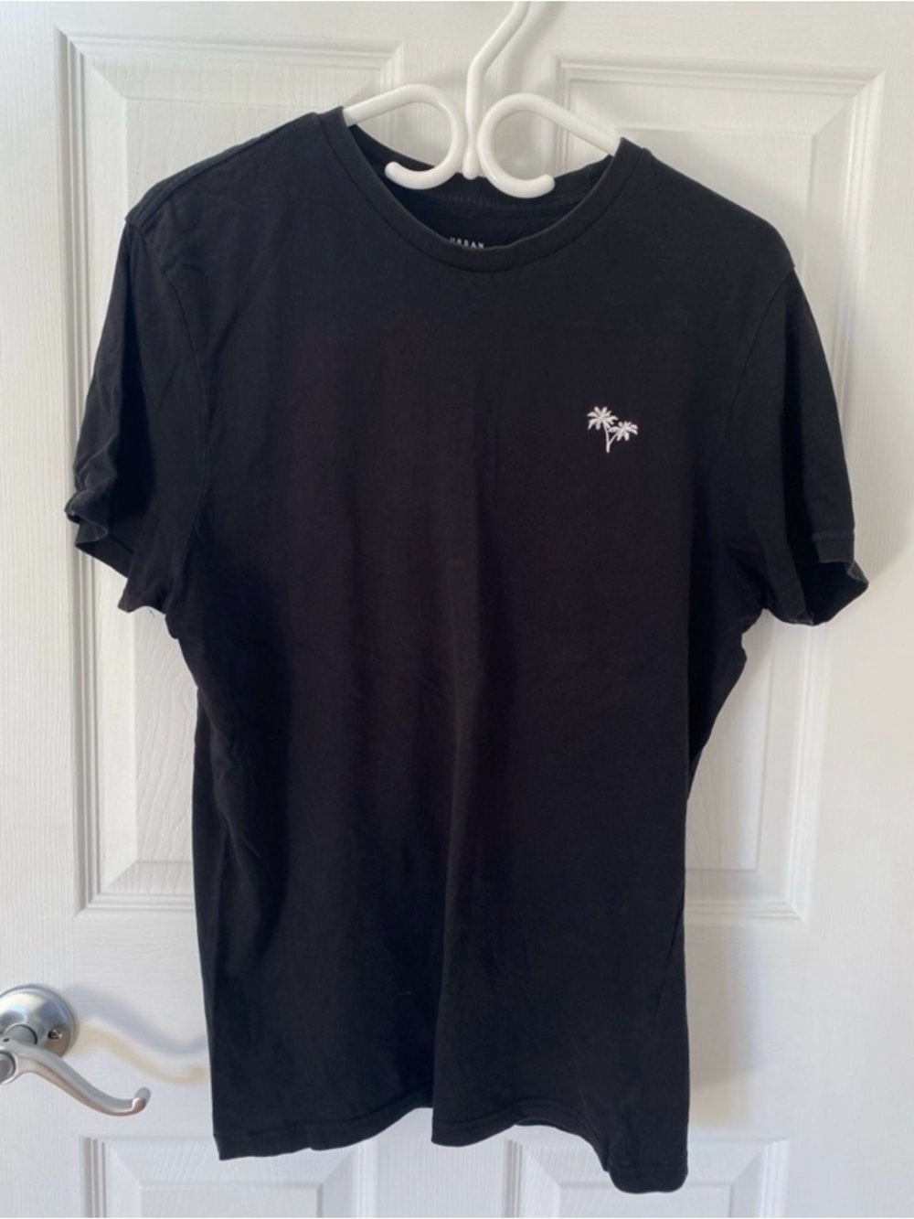 Urban Heritage Black Short-Sleeve Crew with White Palm Logo